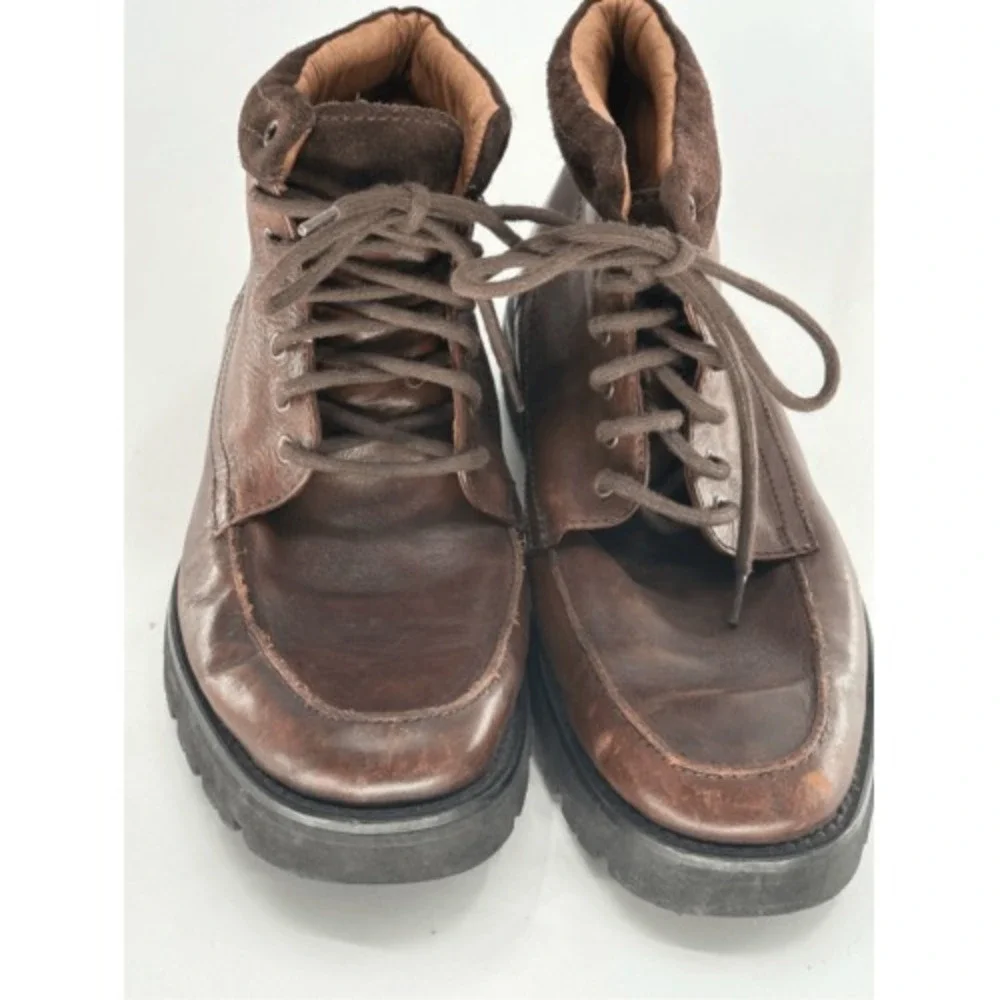 Tasso Elba Boots Men Size 8.5 Brown Leather Lace Up‎